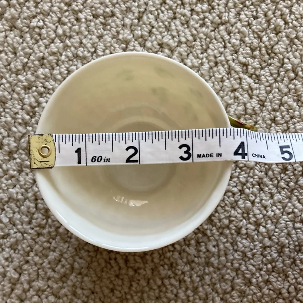 Belleek Small Tea Cup Saucer Green Cream Setting Vintage Ireland Like New